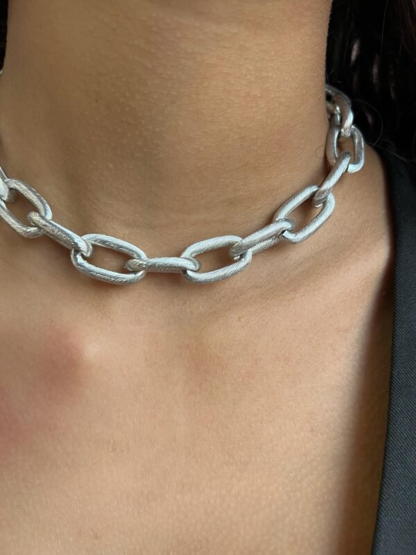 Choker Corrente Elo Trabalhada Níquel