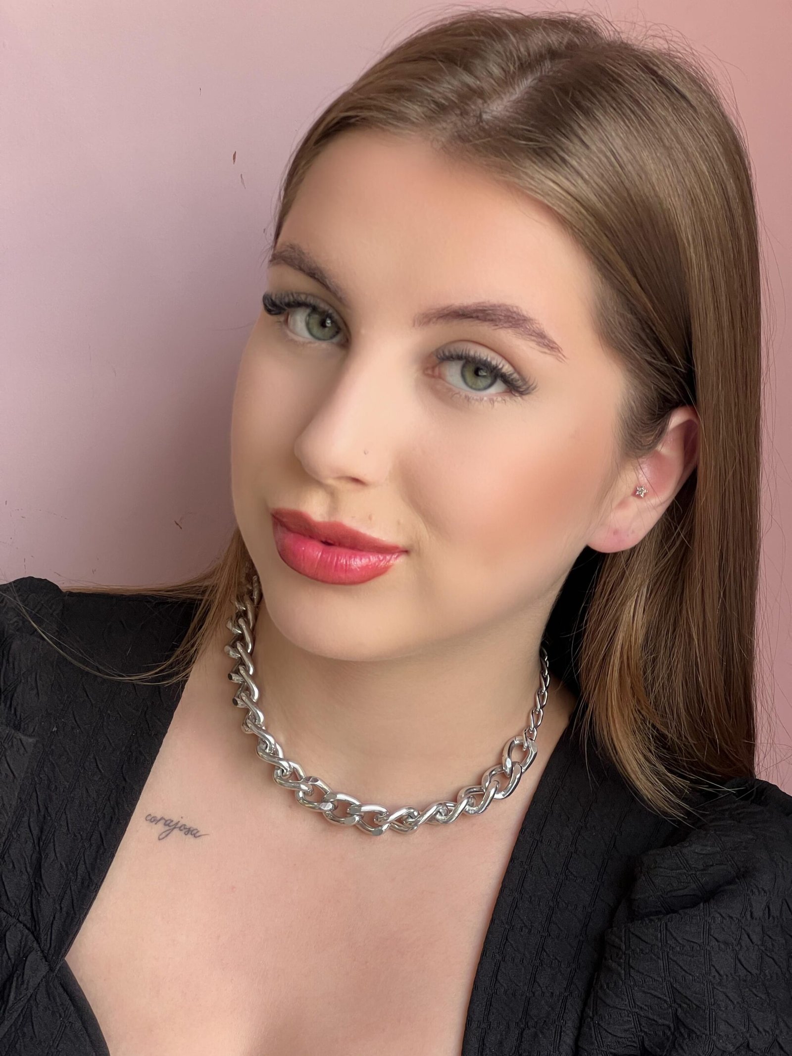 Choker Elo Corrente Grumet Lisa Níquel 1 Brilho Na Pele Acessórios Choker Elo Corrente Grumet Lisa Níquel