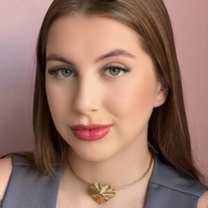 Choker Aro Dourado Coração Martelado