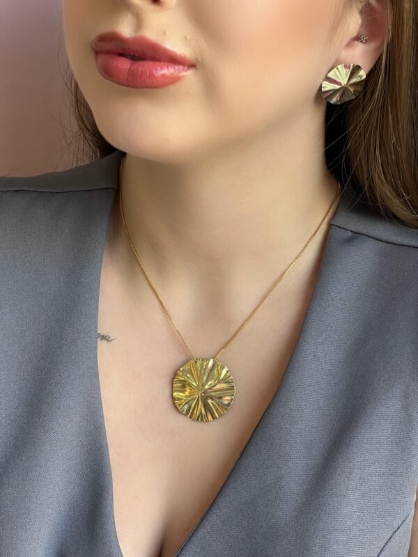 Conjunto Redondo Martelado Dourado