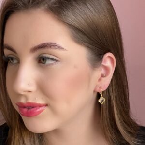 Brinco Argola Inspiração Trevo Cristal