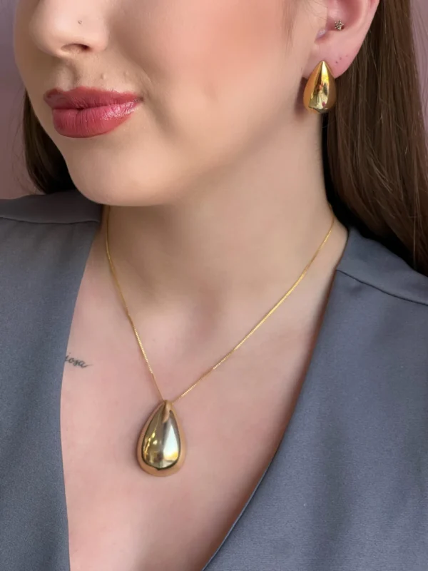 Conjunto Gota Grande Lisa Dourado