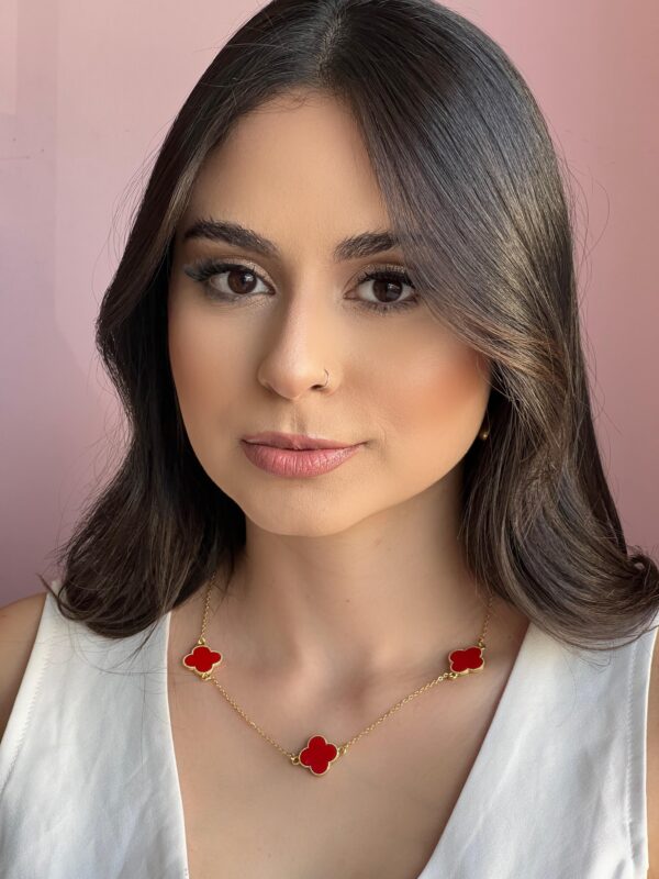 Choker Inspiração Trevo Resinado Vermelho