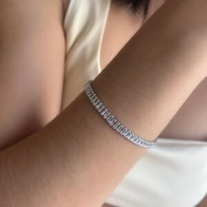 Pulseira Riviera Zircônia Baguete Níquel