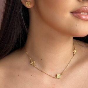 Conjunto Inspiração Trevo Cravejado Dourado