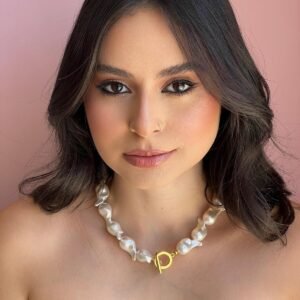 Colar Pérola Barroca com Fecho T