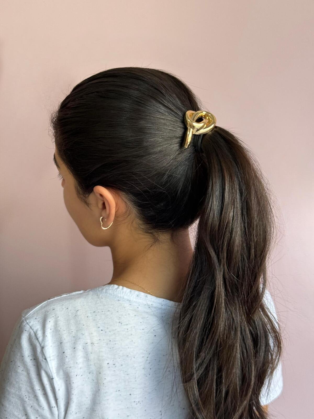 Elastico De Cabelo Metal Nó 3 Brilho Na Pele Acessórios Elastico De Cabelo Metal Nó - Imagem 3