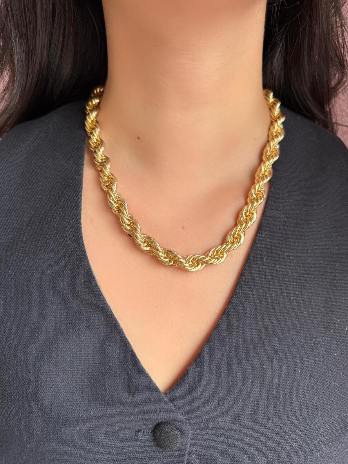 Colar Cordão Baiano Dourado 2 Brilho Na Pele Acessórios Colar Cordão Baiano Dourado - Imagem 2