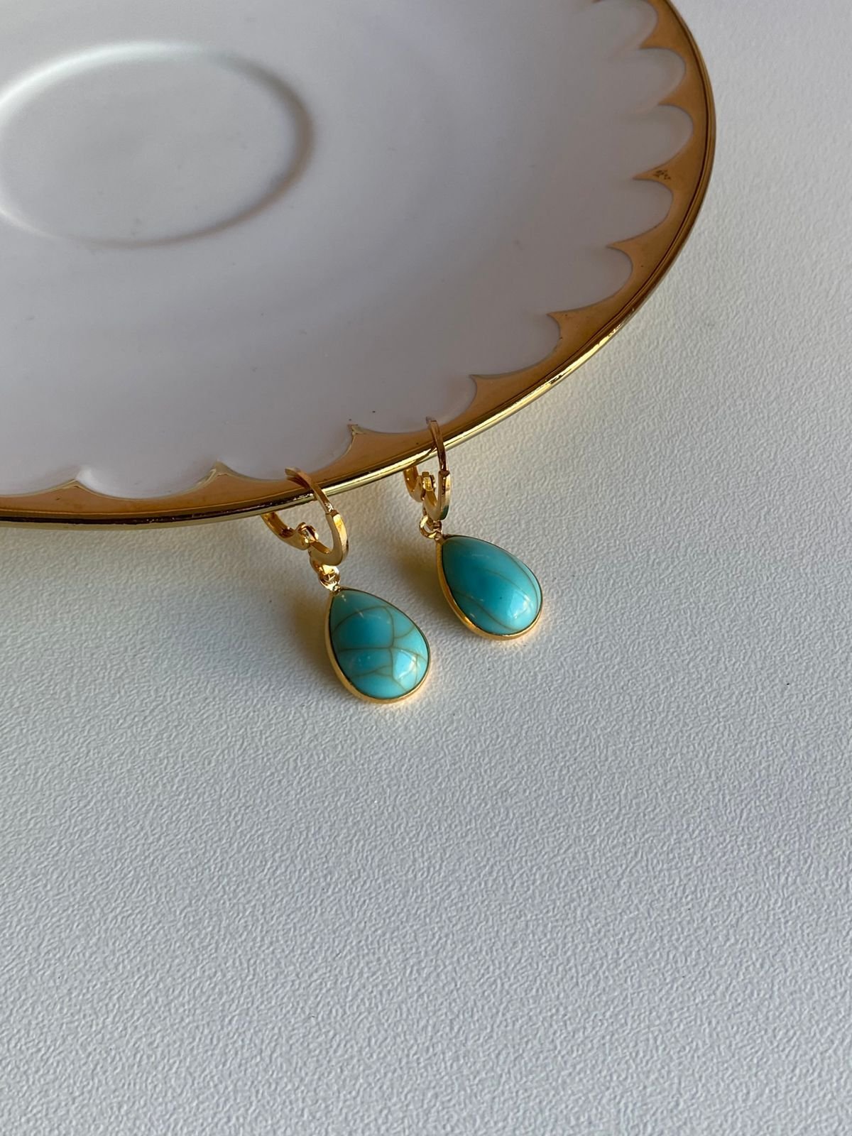 Brinco Argola Gota De Turquesa 2 Brilho Na Pele Acessórios Brinco Argola Gota De Turquesa - Imagem 2