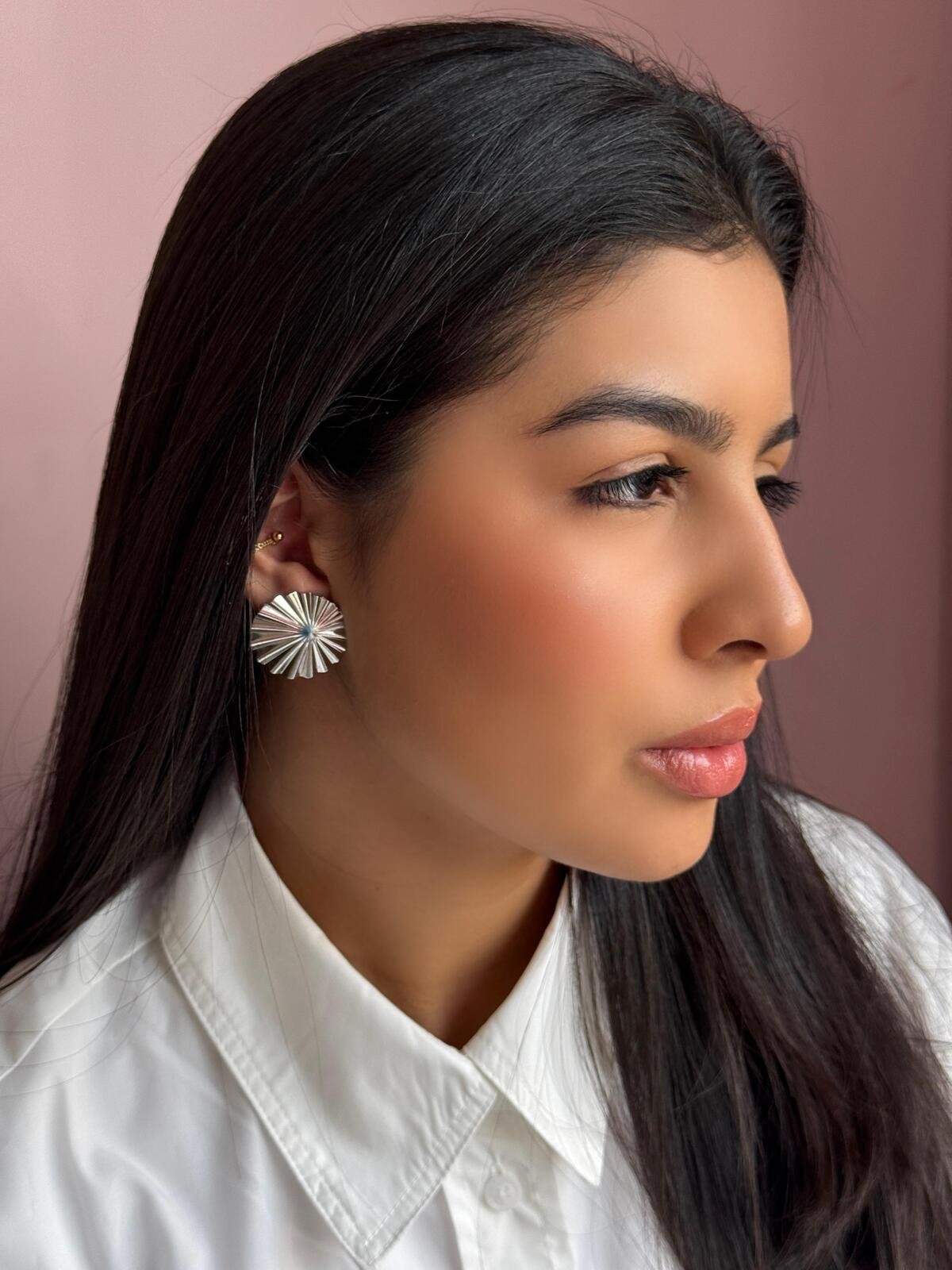 Brinco Redondo Texturizado Níquel 1 Brilho Na Pele Acessórios Brinco Redondo Texturizado Níquel