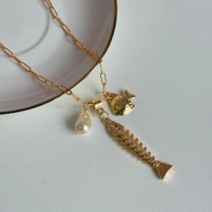 Colar Longo Fish Ocean Dourado