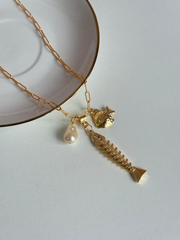 Colar Longo Fish Ocean Dourado