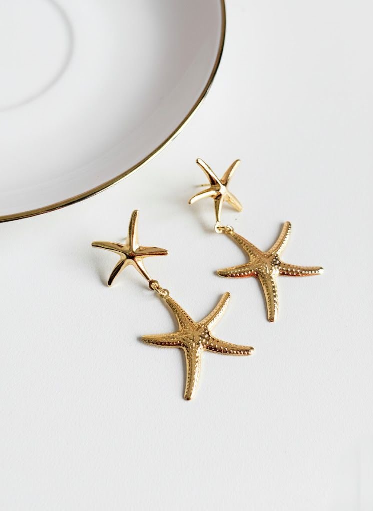 Brinco Fundo Do Mar Estrela Pendurada 1 Brilho Na Pele Acessórios Brinco Fundo Do Mar Estrela Pendurada