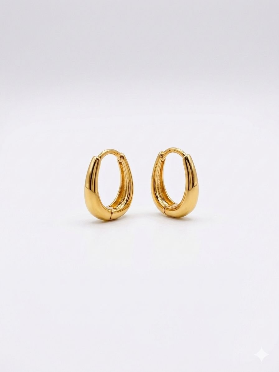 Brinco De Argola Oval Dourada 2 Brilho Na Pele Acessórios Brinco De Argola Oval Dourada - Imagem 2