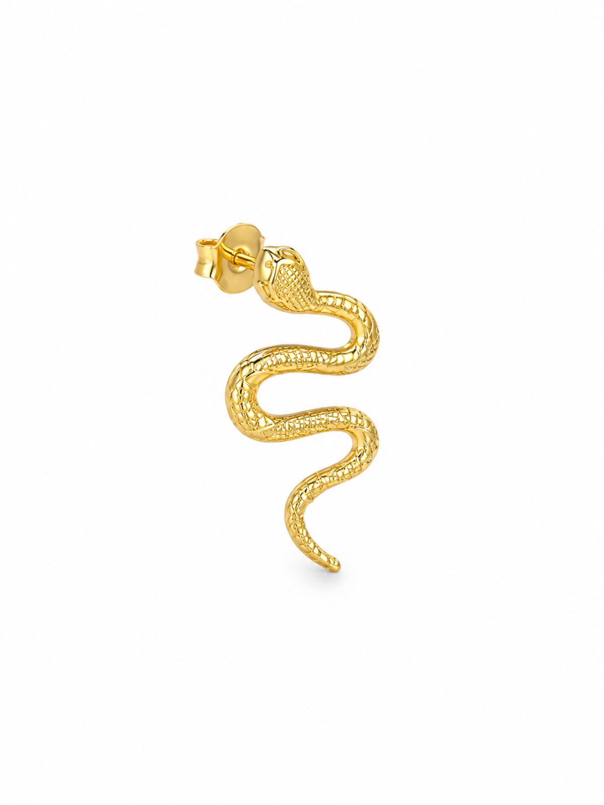 Brinco Cobra Texturizado Dourado - bijuteria feminina Brilho na Pele Brinco Cobra Texturizado Dourado - Imagem 3
