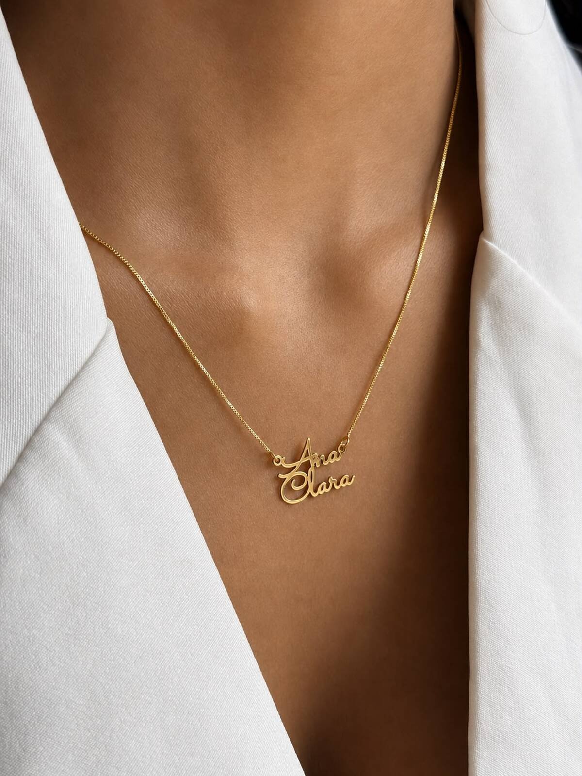 Colar Personalizado Nome Ouro - bijuteria feminina Brilho na Pele Colar Personalizado Nome Ouro - Imagem 2